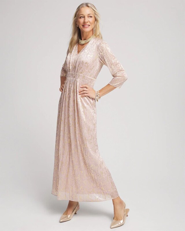 Metallic Pleated Maxi Dress - image 2